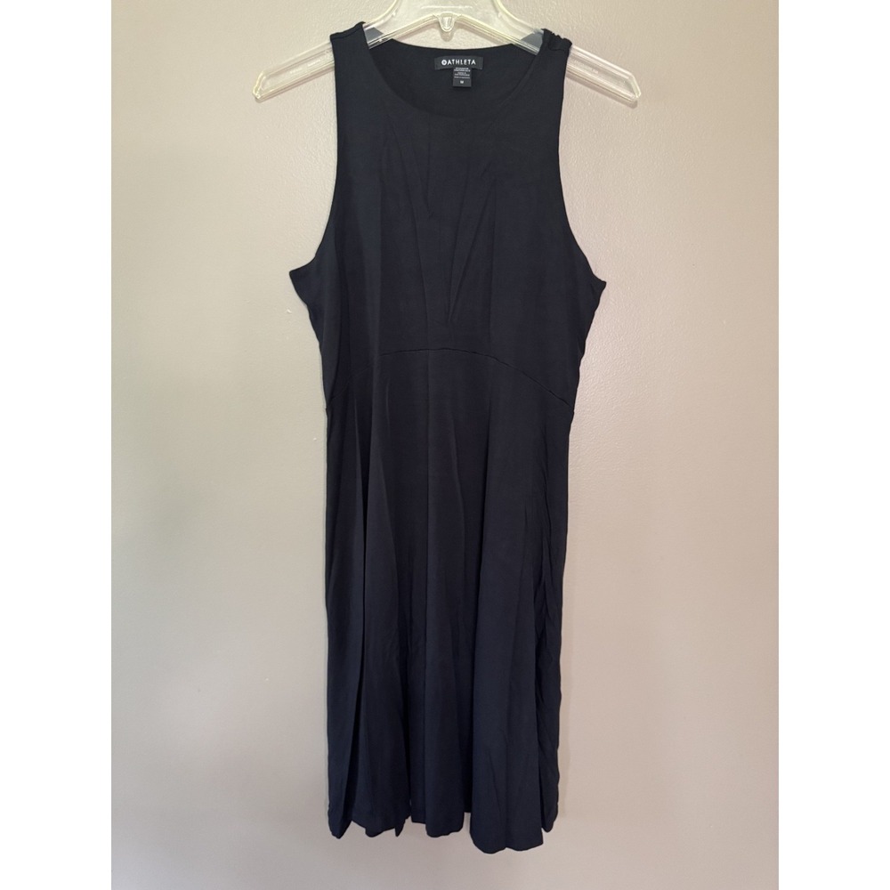 Athleta Black Sleeveless T-Shirt Dress Round Neck Short Length Womens Size M